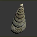 Marine Snail With Spiral Shaped Shell Featuring Cream And Brown Stripes