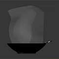 Ramen Bowl With Soft Boiled Egg Ham Slices Noodles In Black Bowl On Grey Background