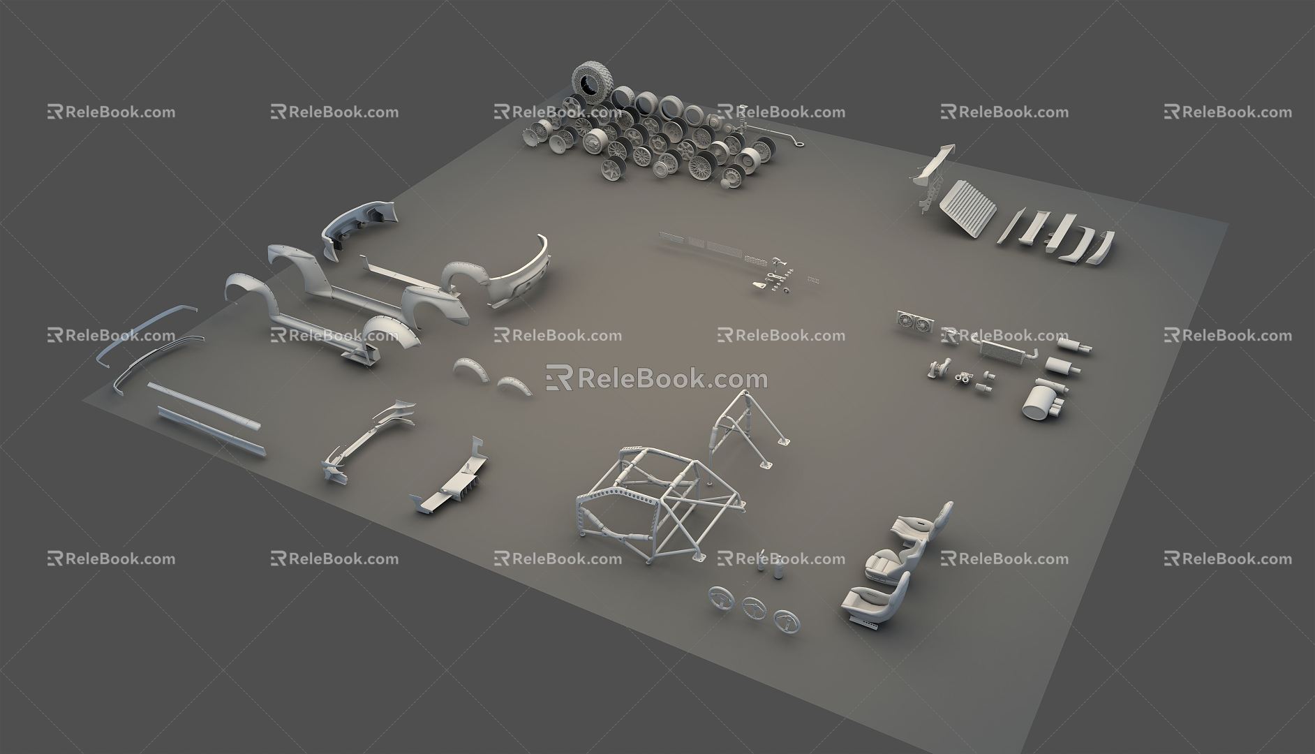 Modern Machinery Parts Car Kit Parts 3d model