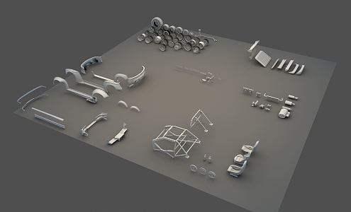 Modern Machinery Parts Car Kit Parts 3d model