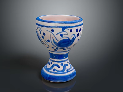 Blue And White Ceramic Cup With Intricate Decorative Patterns For Home Decor 3d model