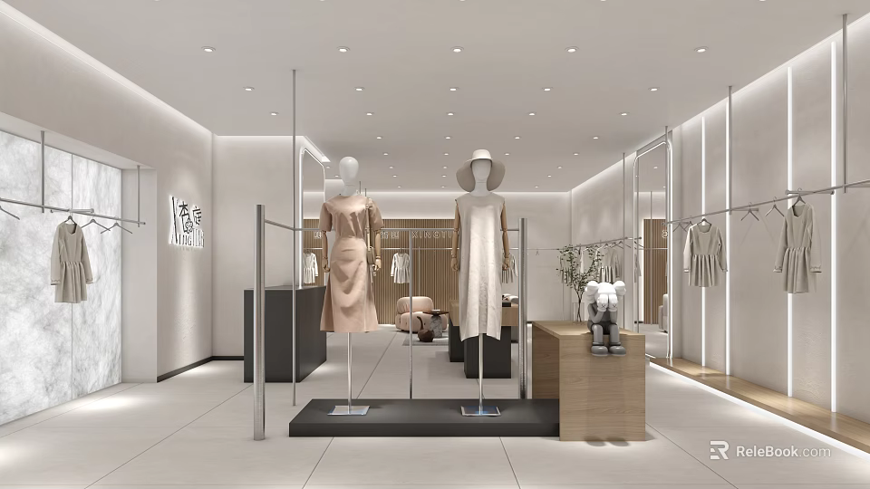 Luxury Boutique Store Interior With Elegant Clothing Display And Modern Design Elements 3d model 