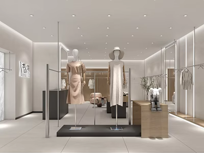 Luxury Boutique Store Interior With Elegant Clothing Display And Modern Design Elements 3d model