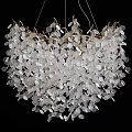 Elegant Crystal Chandelier With Leaf Shaped Transparent Hanging Decorative Elements 3d model