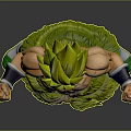Game And Movie Character With Green Spiky Hair Muscular Shirtless Body Purple Pants Green Shoes