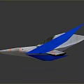 Futuristic Aircraft Model Featuring Blue Wings White Body And Orange Accents
