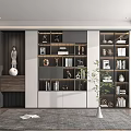 Modern Bookcase Interior Design With Multiple Shelves Books Cabinets And Decorative Ornaments
