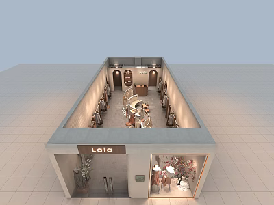 Lala Clothing Store Stylish Apparel Display With Mannequins And Window Showcase 3d model