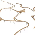 Winding Wooden Landscape Bridge Design With Scenic Pathways And Support Structures 3d model