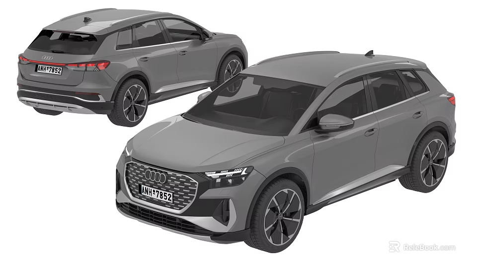 Two Gray Audi SUV Cars With Modern Exterior Design And Vehicle 3d model 
