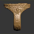 Golden Decorative Hardware Tools With Intricate Engraved Patterns And Ring Design 3d model