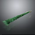 Futuristic Green Segmented Weapon With Spine Like Structure And White Tip