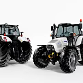 White Functional Tractors With Large Tires Red Warning Lights And Modern Cabs