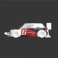 Racing Car Model With Red White Black Livery Number 16 And Rear Spoiler