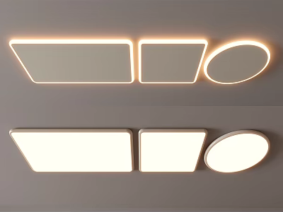 Modern Ceiling Lights with Rectangular Square Circular Shapes and Bright Warm Edge Lighting Design 3d model