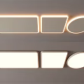 Modern Ceiling Lights with Rectangular Square Circular Shapes and Bright Warm Edge Lighting Design 3d model