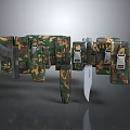 Military Style Tactical Camouflage Gear With Utility Belt And Functional Knife