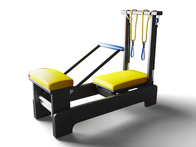 Home Gym Fitness Equipment With Dual Yellow Seats Black Frame And Adjustable Handles 3d model