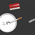 Marlboro Cigarette Pack Ashtray And Lighter Displayed On Black Reflective Surface 3d model