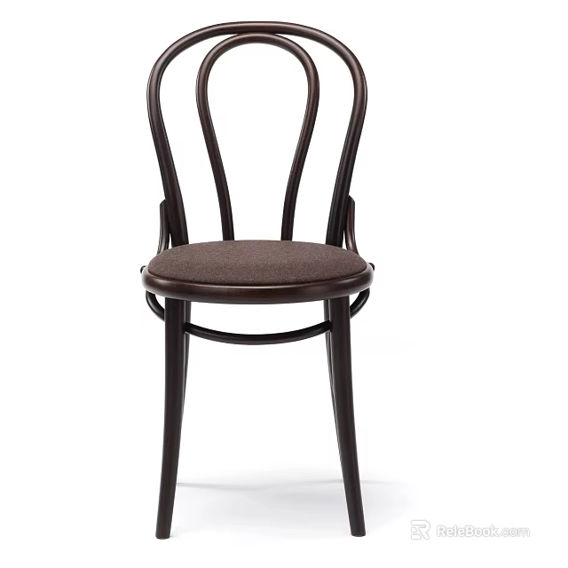 Classic Leisure Chair With Curved Wooden Backrest And Upholstered Seat Design 3d model 