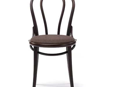 Classic Leisure Chair With Curved Wooden Backrest And Upholstered Seat Design 3d model