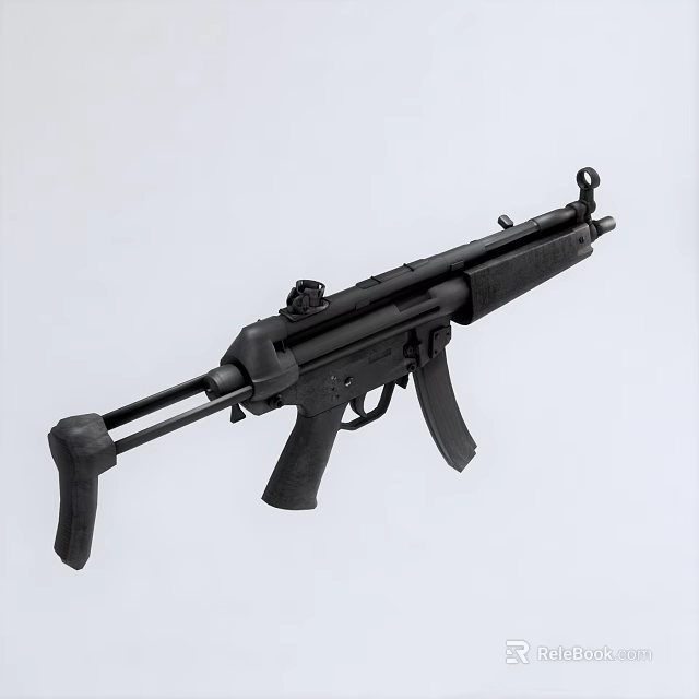 Modern Tactical Black Assault Rifle Design With Barrel Stock And Magazine 3d model 
