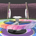 Modern Outdoor Sports Equipment Featuring Circular Rings Mesh Wall And Colorful Track Pool Area
