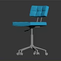 Blue Modern Office Chair With Five Wheels Metal Base And Padded Blue Seat Backrest