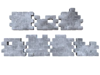 Gray Bricks With Various Arrangements And Stacked Patterns For Decorative Use 3d model