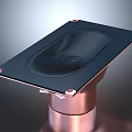 Headphone Speaker Component Featuring Black Square Panel Central Circular Design Metal Fixings And Copper Base 3d model