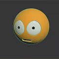 Yellow Emoji Character With Big Eyes Open Mouth And Gray Background Reflection