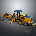 Yellow Blue Agricultural Grader with Cabin Large Tires and Blade