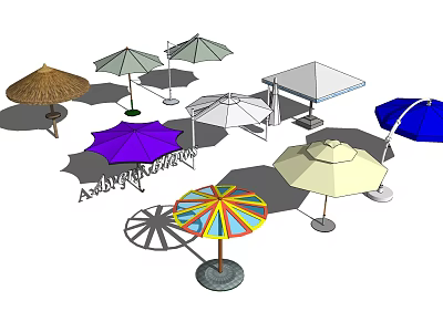Colorful Outdoor Sunshades With Various Styles Colors Patterns And Designs For Garden Use 3d model