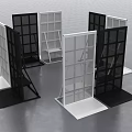 Various Modern Black White Room Dividers With Grid Patterns And Frame Structures 3d model