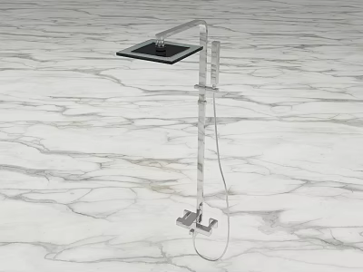 Modern Shower Head with Rainfall Design and Handheld Spray on Marble Floor 3d model