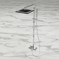 Modern Shower Head with Rainfall Design and Handheld Spray on Marble Floor