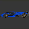 Blue Open Top Racing Car With Modern Sleek Body And Golden Wheels