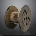 Vintage Wooden Spool Design With Natural Wood Grain And Metal Nails