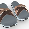 Casual Slippers With Gray Sole And Brown Dark Brown Crisscross Straps For Comfortable Daily Wear