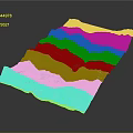 3D Terrain Model with Snow Covered Peaks Green Valleys and Blue Lake Detailed Topographic Relief