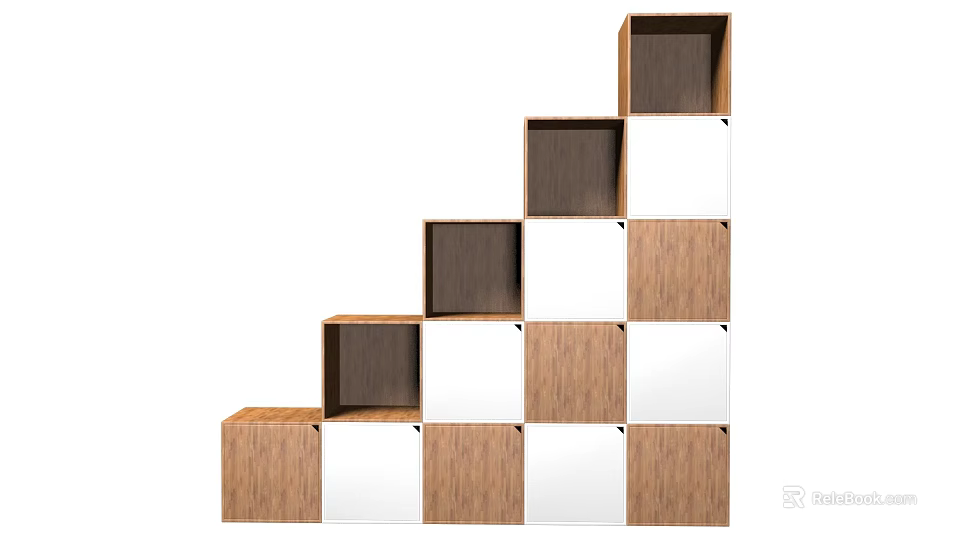 Modern Entryway Cabinet And Side Cabinet With Wooden White Panels Stepwise Modular Design 3d model 