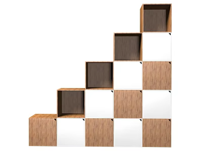 Modern Entryway Cabinet And Side Cabinet With Wooden White Panels Stepwise Modular Design 3d model