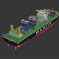 HANJIN Cargo Ship With Colorful Containers On Deck 3d model