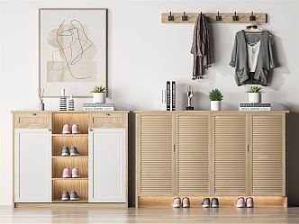 Nordic Shoe Cabinet Log Shoe Cabinet 3d model