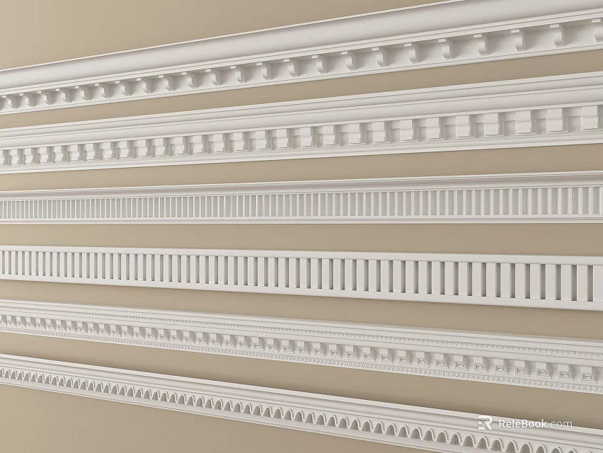 Various Decorative Crown Molding Styles for Interior Architectural Decoration 3d model