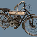 Vintage Bicycle With Engine Featuring Classic Design Curved Handlebars And Leather Seat