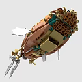 Steampunk Style Orange Fish Building Blocks Model with Mechanical Details and Metallic Accents
