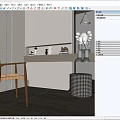 Modern Entryway Cabinet With Side Cabinet Wicker Chair Sculpture And Pendant Light