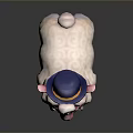 Cute Cartoon Sheep With White Wool Blue Hat Yellow Band And Green Bowtie