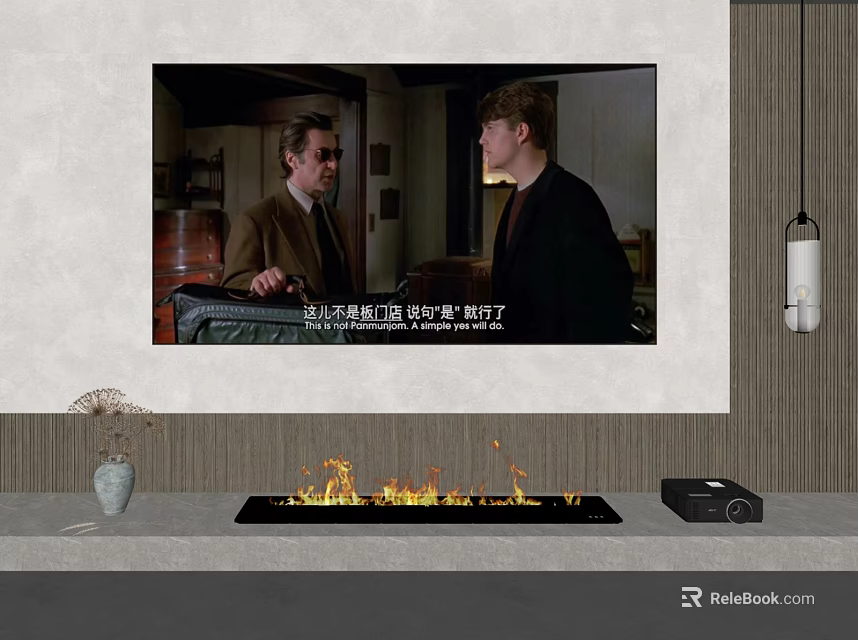 Indoor Projection Monitoring System Setup With Projector And Surveillance 3d model 